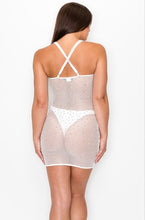 Load image into Gallery viewer, Rhinestone Strappy Fishnet Mini Dress

