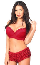Load image into Gallery viewer, Deep Red Ruffle Panty w Bow
