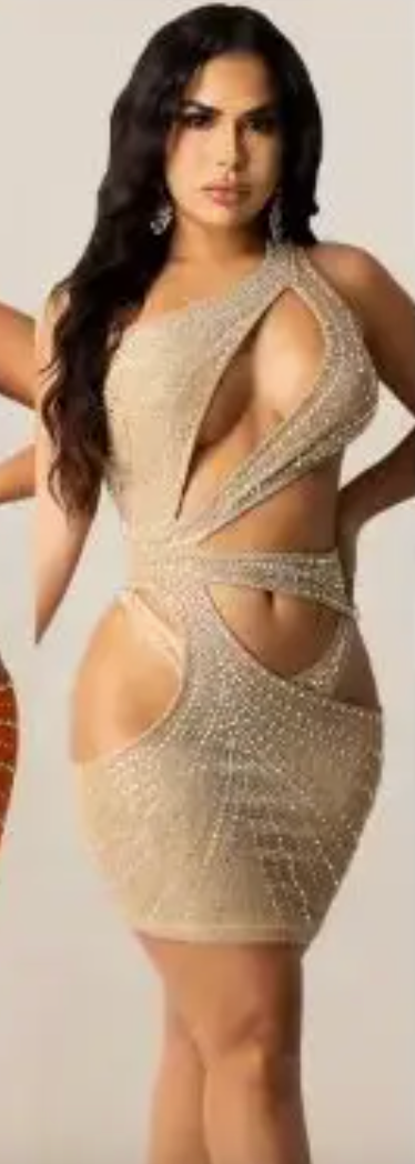 Western Fashion Rhinestone Cut Out Dress