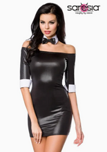 Load image into Gallery viewer, Saresia Minidress with Bow Tie - Black/White
