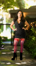 Load image into Gallery viewer, Kixies Grace Semi-Opaque Red Plaid Thigh-Highs Stockings
