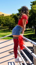 Load image into Gallery viewer, Kix Red &amp; Black Game Day Socks
