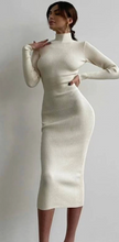 Load image into Gallery viewer, Sweetkama Ladies High Neck Bodycon Mini/Midi Sweater Dress
