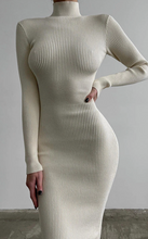Load image into Gallery viewer, Sweetkama Ladies High Neck Bodycon Mini/Midi Sweater Dress
