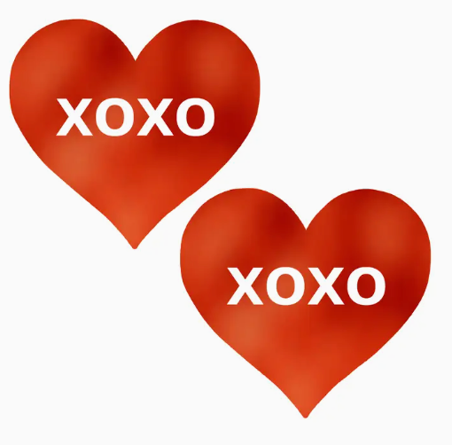 Niptees Valentines Xoxo Heart Nipple Cover Pasties