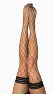 Kixies Michelle Black Large Fishnets Thigh-Highs Stockings