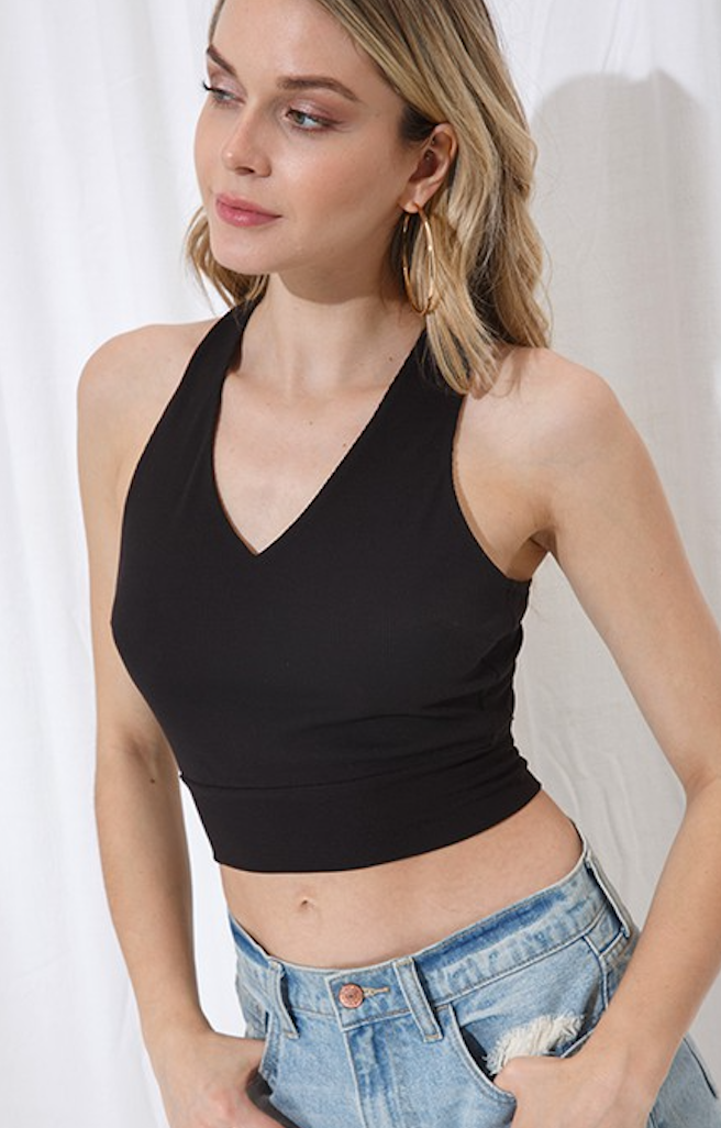 Ribbed Halter With Cross Back Tie